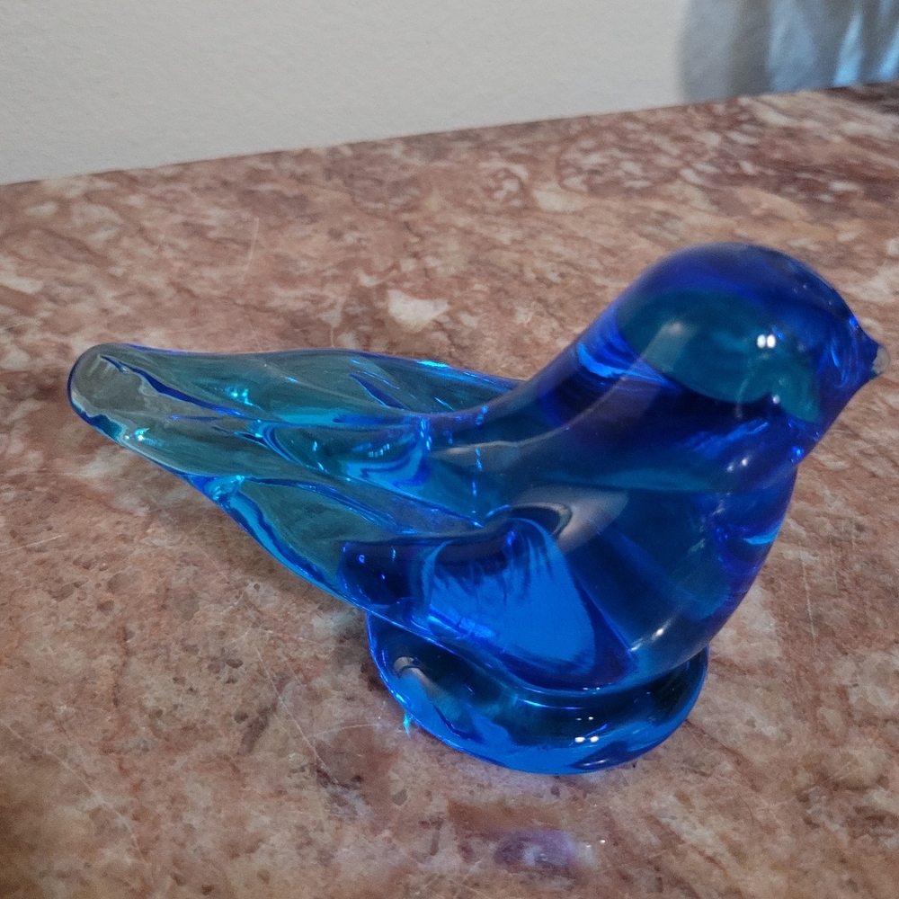 Bluebird Of Happines Glass Figurine - Decorative Bird Sculpture - Picture 2 of 6
